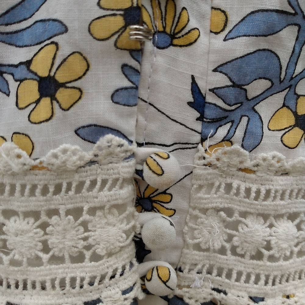 Anthropologie Prairie Dress Cottagecore Peasant Floral 12 Crochet Boho Maxi Lace - Picture 7 of 16